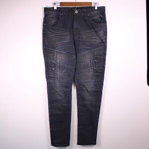 Waimea‎ Jeans Mens 36 Dark Blue Skinny Fit Moto Biker Cargo Metallic Streetwear